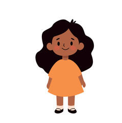 Fototapeta premium Cute little african american girl cartoon character vector Illustration