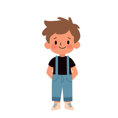 Cute little boy in casual clothes vector Illustration isolated on a white background.