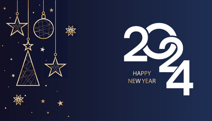 Happy new year 2024 template. Trendy modern banner, poster or greeting card template. Greeting concept for 2024 new year celebration