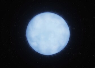 White dwarf isolated on a black background. The superdense core of a star that has shed its shell.
