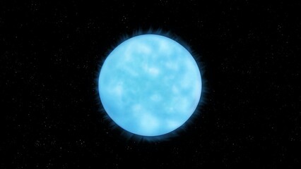 Blue star with high mass isolated in space. Young arrival of a giant with a high surface temperature.