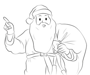 santa claus carrying bag pointing new year christmas holiday pose character cartoon illustration