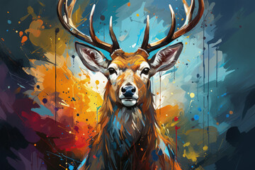 Bright and Colorful A Fauvism Style of a Deer, Generative Ai