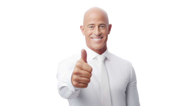 bald businessman showing thumbs up, Generative AI