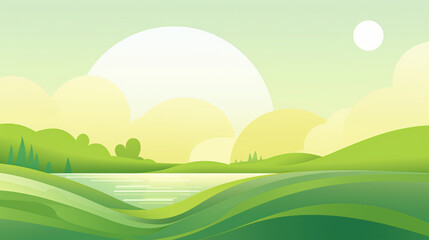 abstract green landscape idyllic scenery nature environment concept background illustration design.