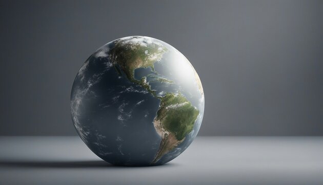 3d render of earth globe on gray background with copy space.