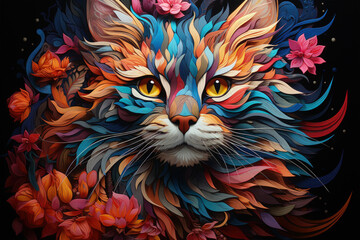 Bright and Colorful A Fauvism Style of a Cat, Generative Ai