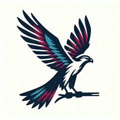 illustration of falcon, vintage grunge logo, ai generate