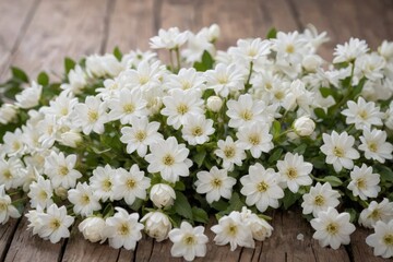 Naklejka na ściany i meble light white flowers wood
