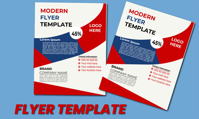 Corporate business flyer template design set with blue, orange, red and yellow color. marketing, business proposal, promotion, advertise, publication, cover page. new digital marketing flyer set.