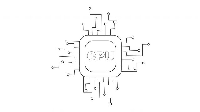 animated video of a computer component CPU icon sketch