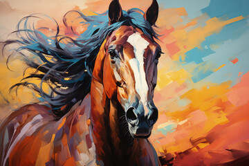 Bright and Colorful A Fauvism Style of a Horse, Generative Ai