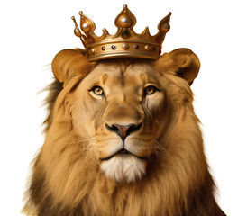 Lion with crown - King of the jungle isolated
