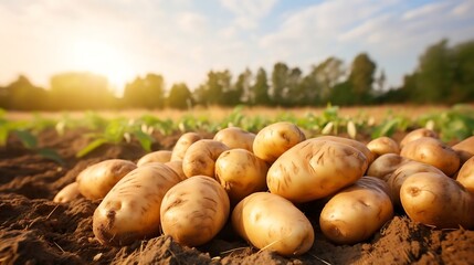 Harvested white carrots on the field in the rays of the setting sun