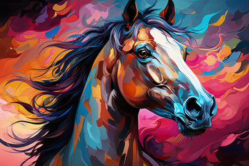Bright and Colorful A Fauvism Style of a Horse, Generative Ai