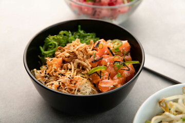 Salmon and Wakami salad, Poki bowl