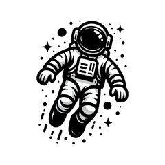 vector Astronaut in space hand drawn sketch in doodle style illustration, illustration of astronaut floating in space	
