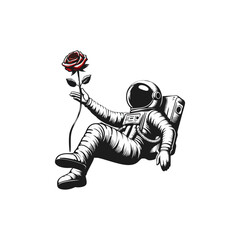 vector Astronaut in space hand drawn sketch in doodle style illustration, illustration of astronaut floating in space	
