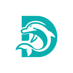 Letter "D" logo, letter D dolphin logo, dolphin logo, sea animal logo
