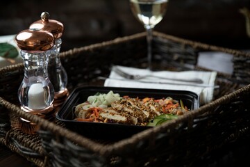 Crusted chicken with fresh vegetables