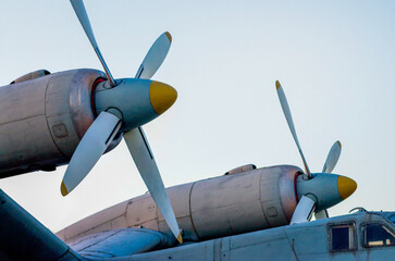 propeller engine of an old vintage airplane