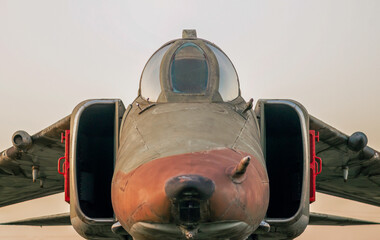 old military army fighter aircraft close up