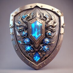 silver metal shield