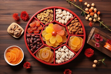 Traditional snack and desserts in chinese new year day, Snack box fruit, Local snack in china for celebrate celebration