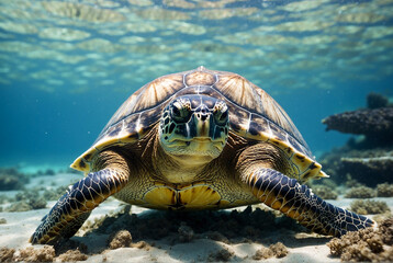 turtle in the sea, marine turtle