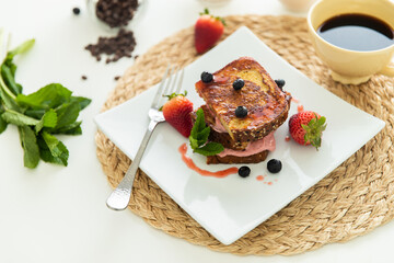 French toast with strawberry filling