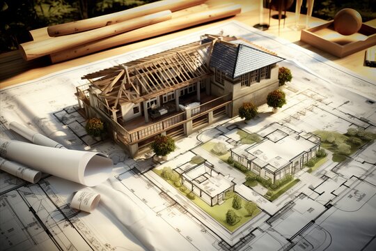 Architectural blueprint and drafting tools for meticulous planning and precise building design