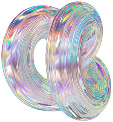 3D Metallic chrome swirl shape, iridescent abstract twist holographic form - 693491712