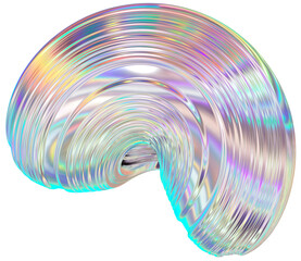 3D Metallic chrome swirl shape, iridescent abstract twist holographic form - 693492195