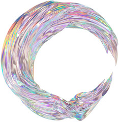 3D Metallic chrome swirl shape, iridescent abstract twist holographic form - 693492905