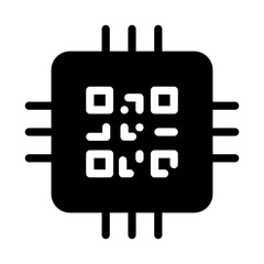 Chipset with QR code. Chipset icon