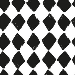 Hand drawn black geometric rhombus seamless pattern.