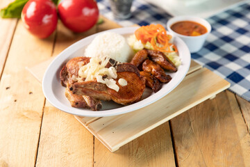 Puerto Rican pork chops with rice