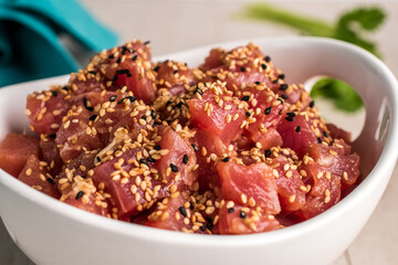 Aji tuna with toasted sesame seeds