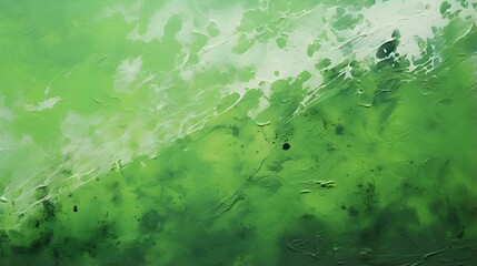 Green Splattered Paint on Canvas. Creative Presentation Background