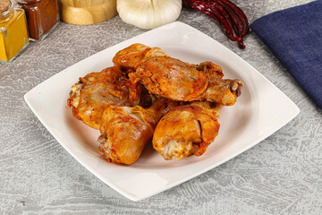 Raw marinated chicken drumstick for cooking