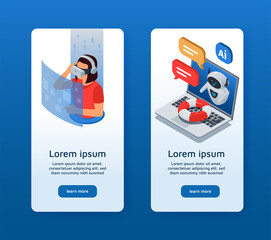 Isometric technology vertical banners