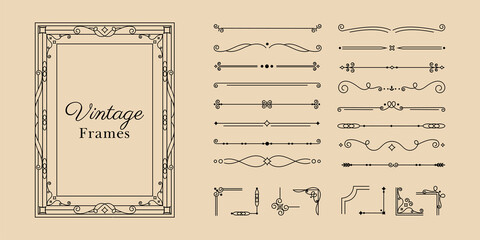 Vintage ornamental decorative dividers and frame collection - obrazy, fototapety, plakaty