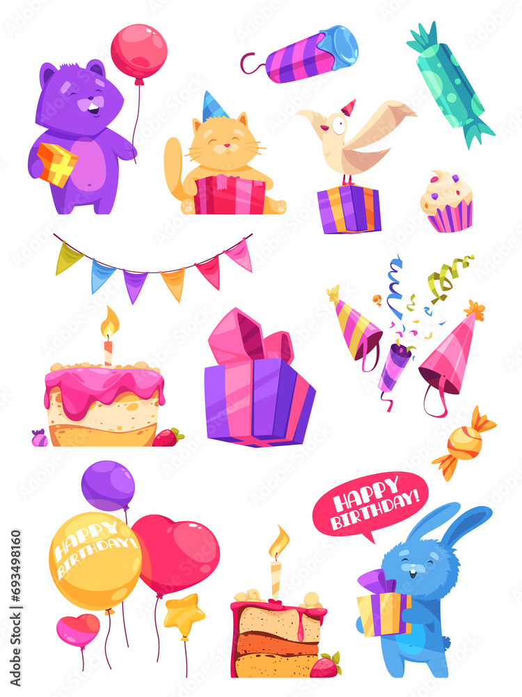 Sticker birthday greeting set