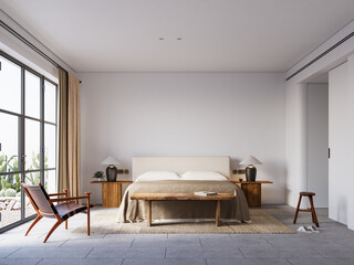 Wabi Sabi Interior Bedroom Wallpaper Mockup