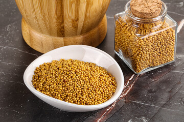 Mustard dry seeds in the bowl