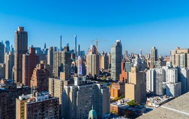 Aerial panorama view of the Upper East Side in New York City