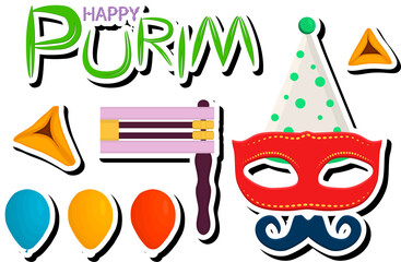 Beautiful illustration on theme of celebrating annual holiday Purim