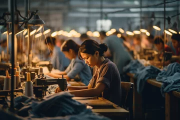 Poster Women work at a large clothing factory © Tetiana Kasatkina