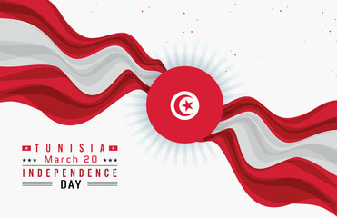 Fototapeta premium Happy Independence Day of Tunisia with Flag