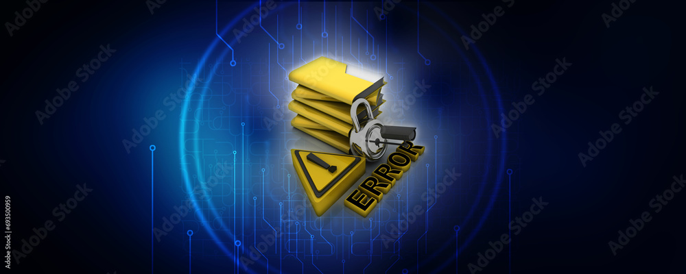 Poster 3d rendering folder protected lock